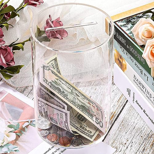 dinheiro acrílico - Caixa dinheiro transparente - Caixa poupança transparente, frasco moedas reutili