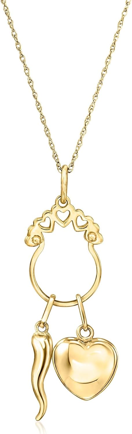 Ross-Simons Italian 14kt Yellow Gold Heart-Cutout Charm Holder Pendant - Image 3