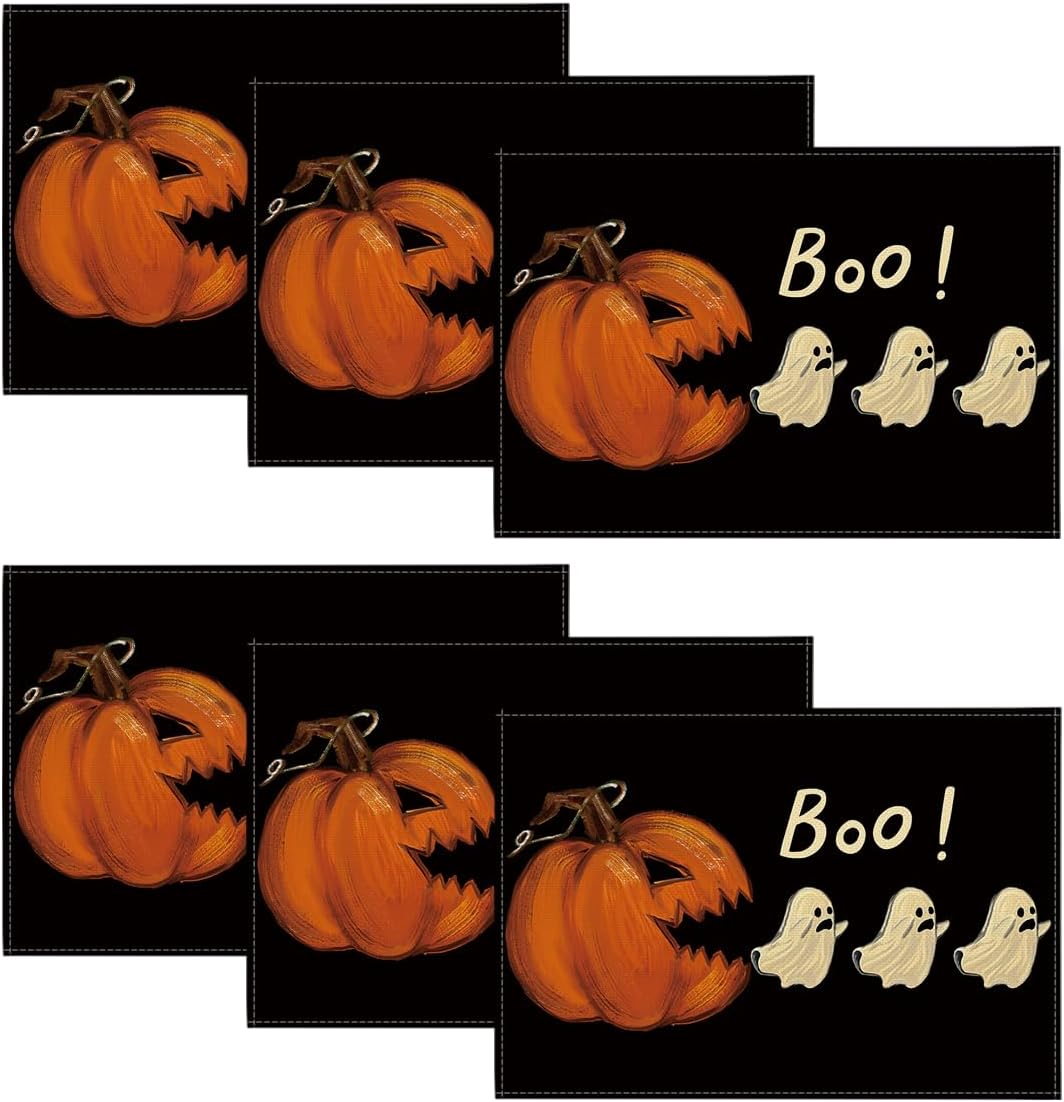 Artoid Mode Boo Ghost Halloween Placemats Set of 4-12 x 18 Inch