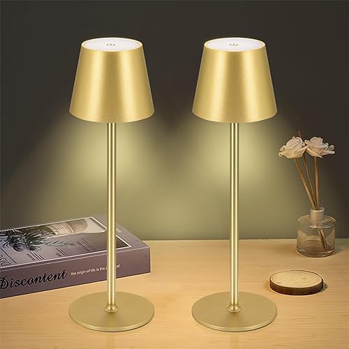 Miniatura 1 de Lámparas de mesa inalámbricas recargables por USB, lámpara de escritorio de simplicidad integrada con batería LED de 4600 mAh, con control táctil,