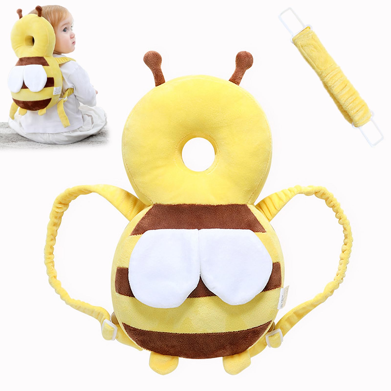 Coussin Protection Tête Bébé Abeille - Sac à Dos Réglable 5-24 Mois - Brun