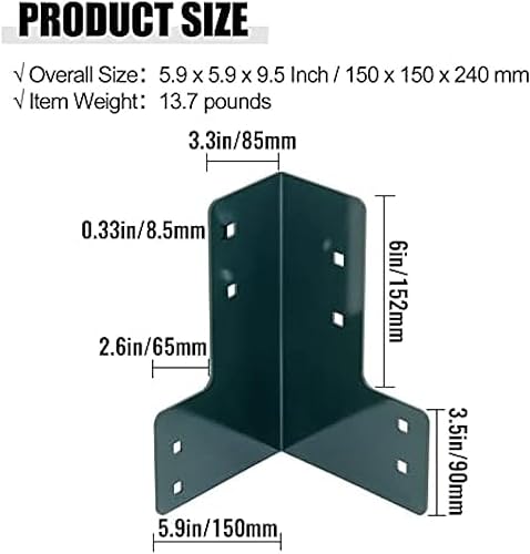 Miniatura 2 de Soportes de esquina para banco de trabajo, 8 soportes de esquina verdes, 0.157 in, de acero galvanizado en ángulo recto, kit de soporte de mesa para
