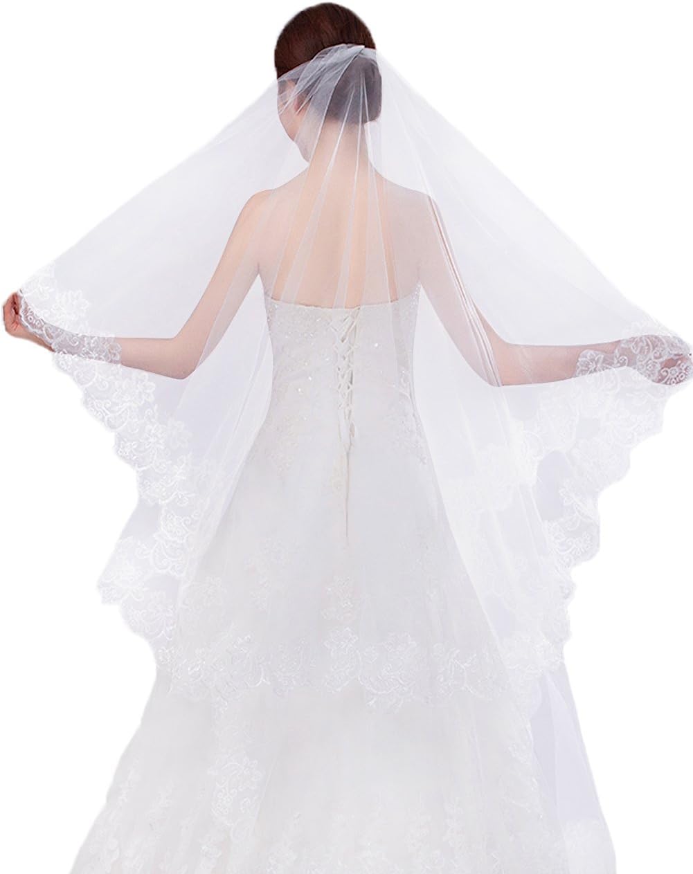Dreambridal 2T Lace Edge 3 Meter Long Wedding Bridal Veil