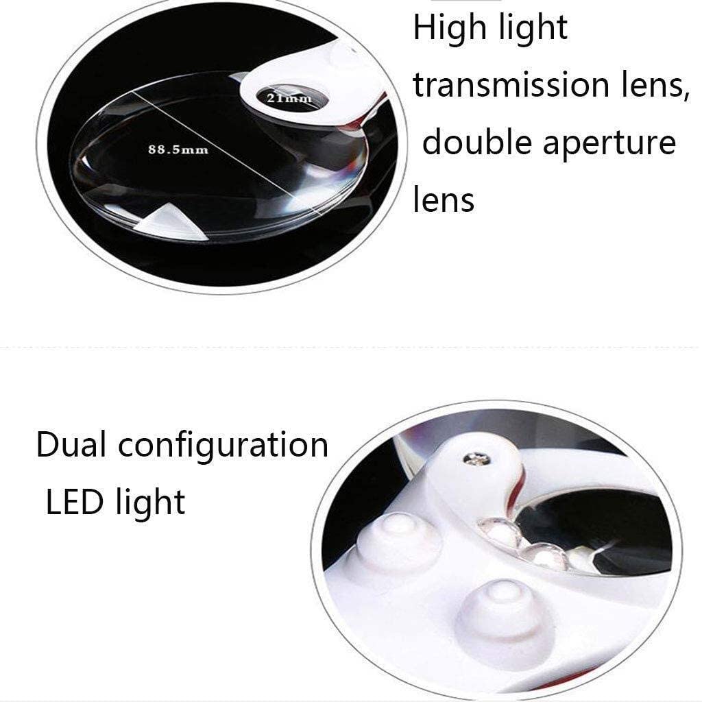 Lente d'Ingrandimento a Doppia Lente 3X, 6X con Due luci a LED Vetro, Libri, giornali, mappe, Monete, Gioielli, Prodotti Artigianali Lente d'Ingrandimento con Luce a LED Interessante