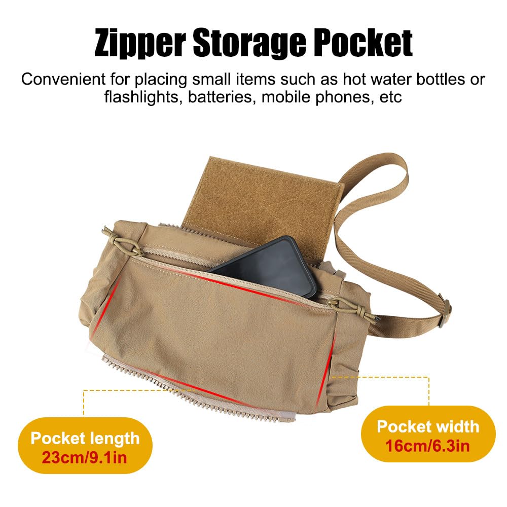 Chauffe-Mains Tactique, Pochette Chauffe-Mains Pliable, Convient Une Poche d'eau Chaude 23×16cm, Sac Chauffant Molle Polyvalent pour Sports de Plein Air, Chasse, Camping, Randonnée, Pêche