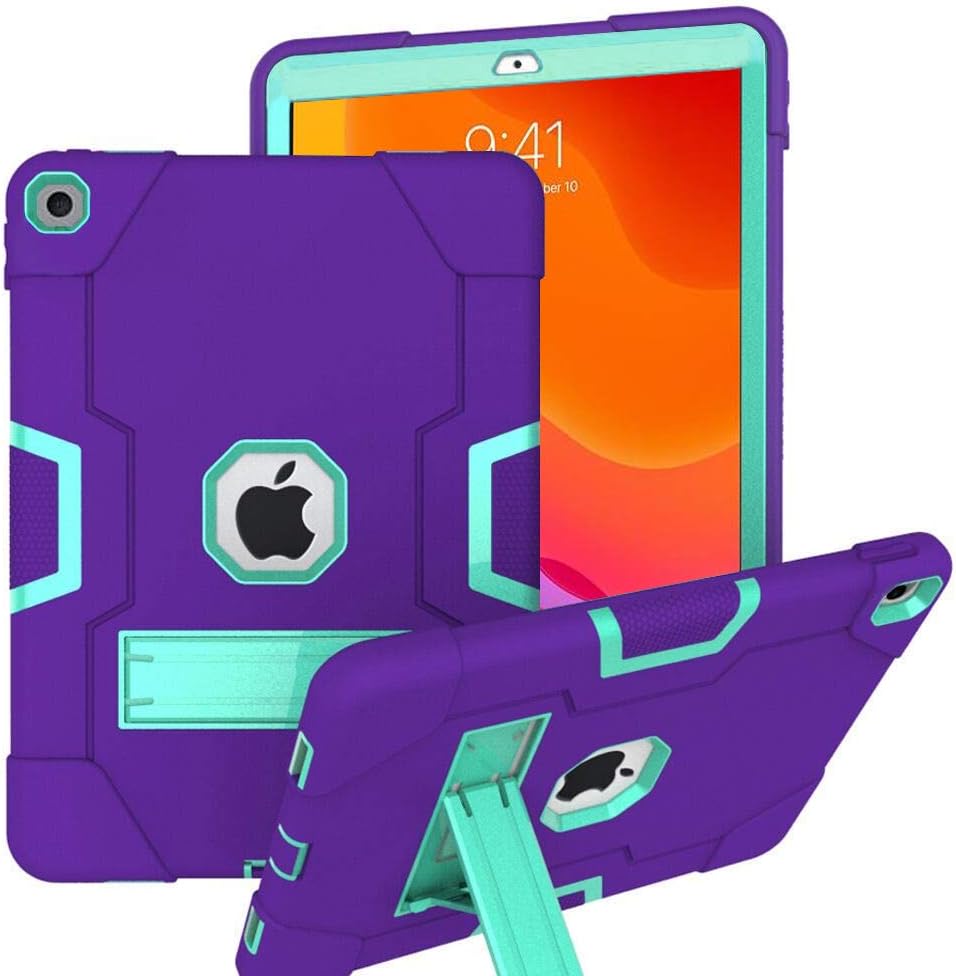 CASEHAVEN for iPad 8th Generation Case 2020 10.2 Inch/iPad 7th Generation Case for Kids, Rugged Kickstand Series - Shockproof Heavy Duty Hybrid Three Layer Armor Defender Case (Purple Teal)