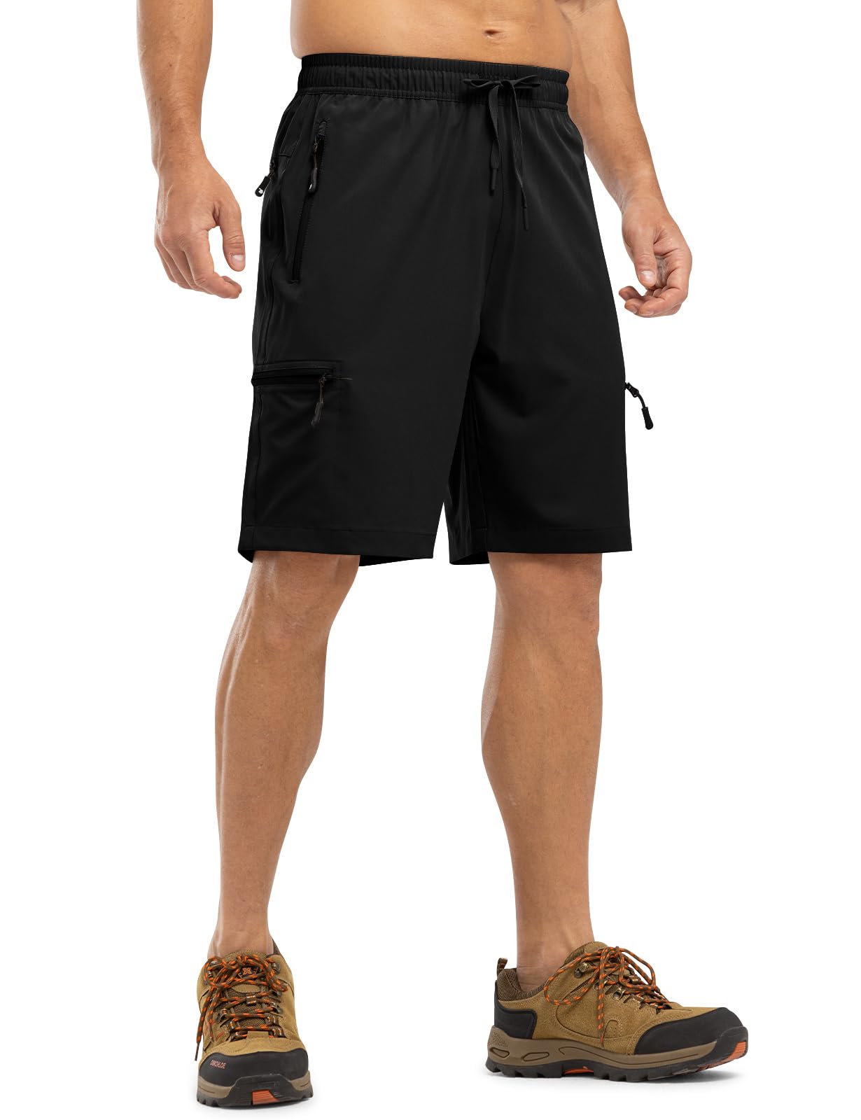 Rdruko Men's Hiking Shorts with 5 Zip Pockets Lightweight Outdoor Work Athletic Travel Short for Men Casual Running