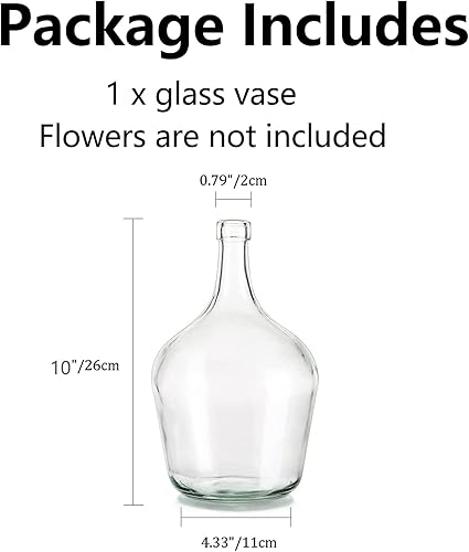 Miniatura 7 de Hewory Jarrón Grande de Vidrio para Decoración, Jarrón de Piso Decorativo de Granja Transparente de 10 Pulgadas Alto, Jarrón de Vidrio Redondo de