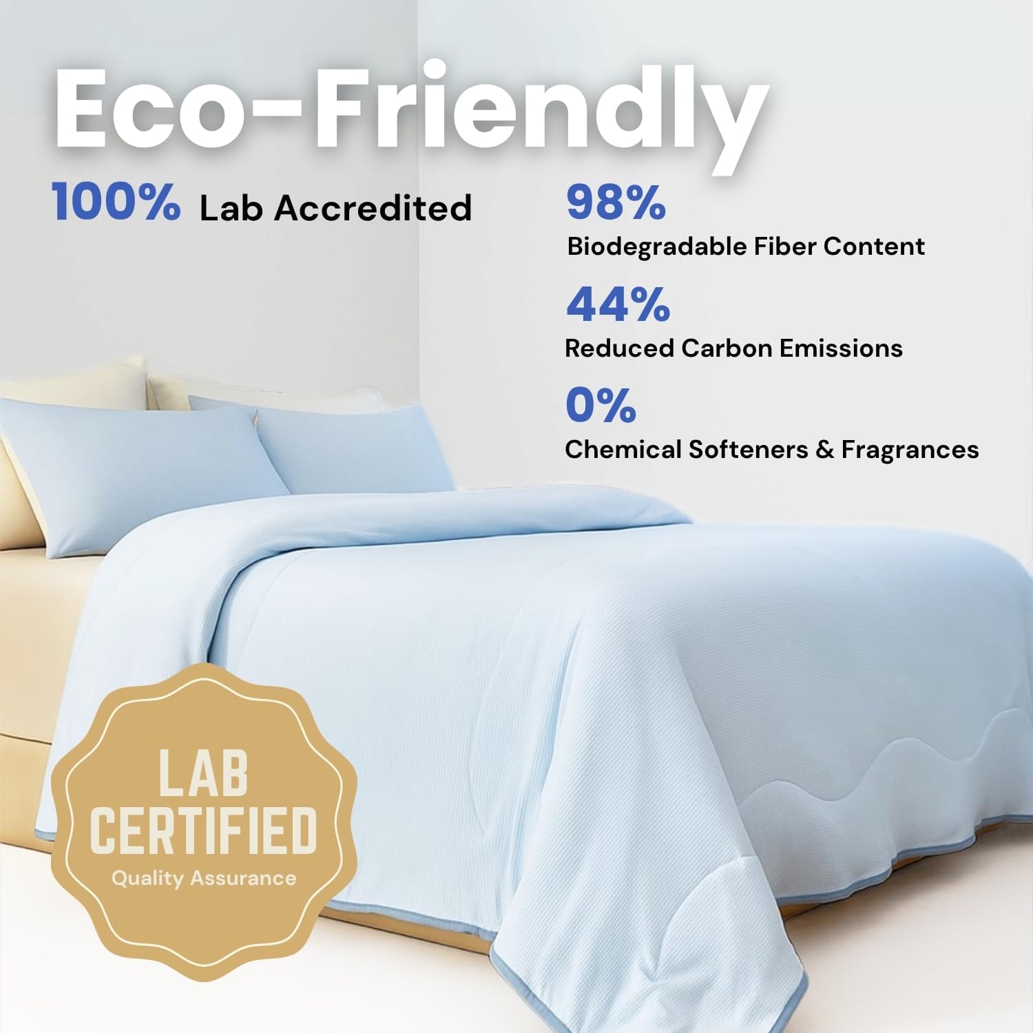 DOWN HOME Cooling Comforter King Size, Cooling Blanket for Hot Sleepers All Season, Q-max>0.4 Double-Side Cold Fabric, Bamboo Breathable Lightweight Summer Duvet Soft Quilt, Blue Strips, 90"x108" - Image 6