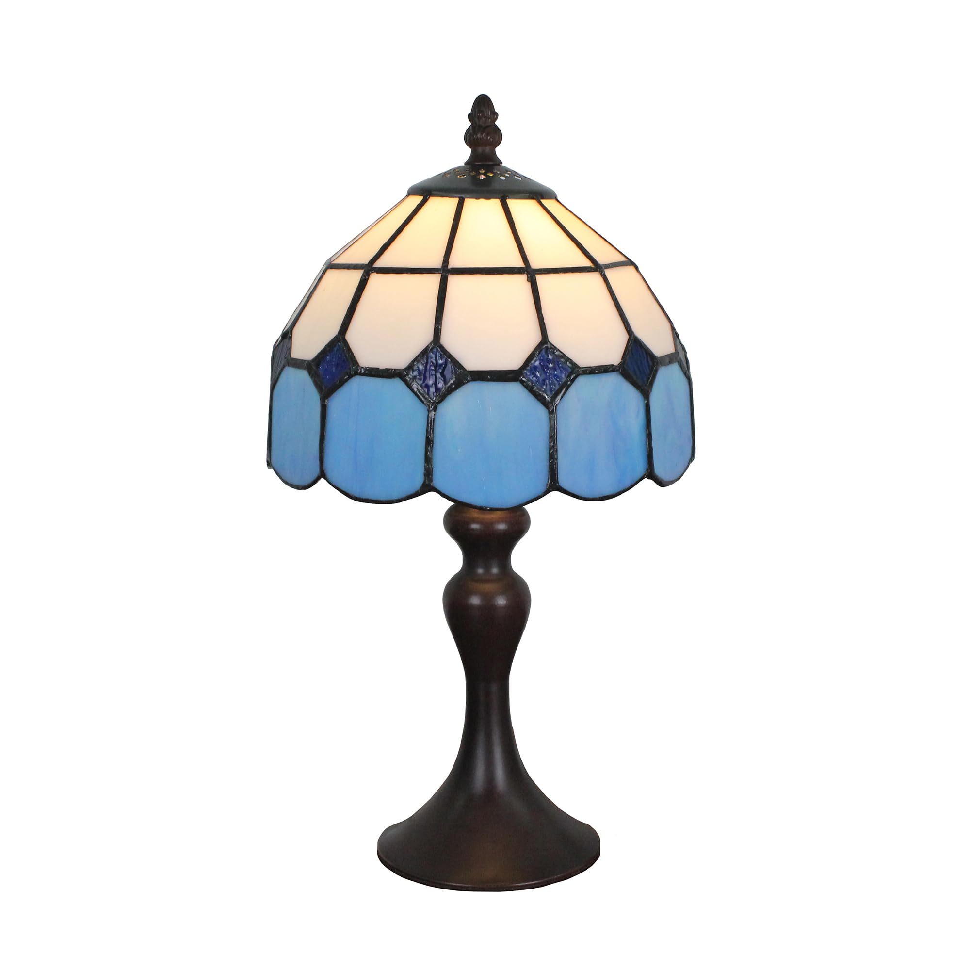 Tiffany Tischlampe Mediterraner Stil Blau, Mehrfarbiges Glas Mini Lampe für Schlafzimmer, 8 Zoll Klassisch Handgemacht Tischlampe Vintage für Kinderzimmer [Ohne Glühbirnen]