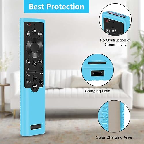 Vista 6 de Funda protectora de silicona para Samsung Smart TV Solar Cell Remote Control 2022, para Samsung BN59-01385 BN59-01386 BN59-0139 - Carcasa trasera