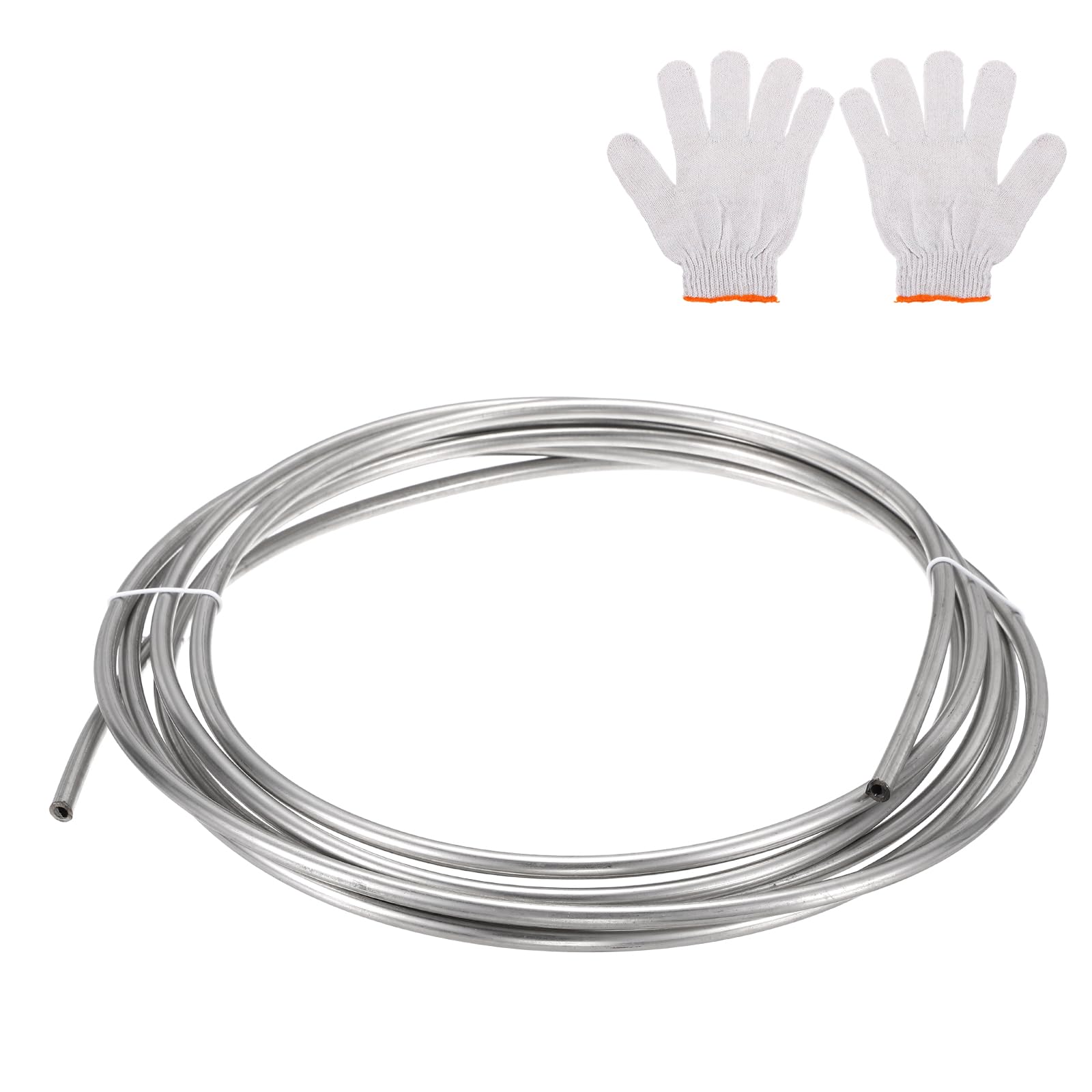 Tube en acier inoxydable 304 soudé industriel avec gants de protection ton argenté