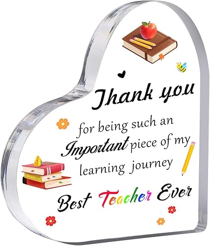 Appreciation Gift - Heart Acrylic Plaque Paperweight for - New Year Gifts For Teachers