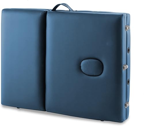 Miniatura 4 de Saloniture Mesa de masaje profesional ligera de tres pliegues con patas de aluminio incluye reposacabezas cuna reposabrazos y funda de transporte