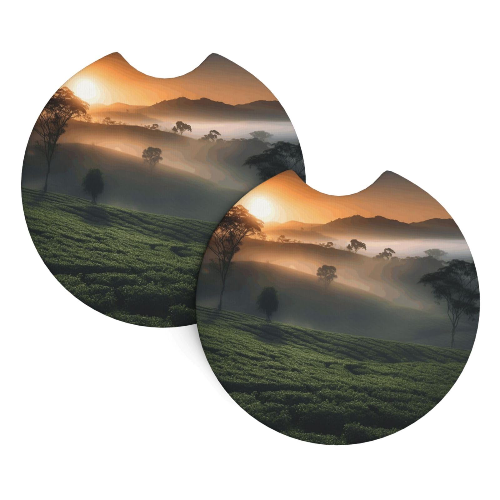 2 Pack Car Coaster for Cup Holders Tea Field Car Cup Coaster 2.7" Neoprene Non-Slip Automotive Cup Mat Universal Auto Car Interior Accessories for Women Men Cup Pad