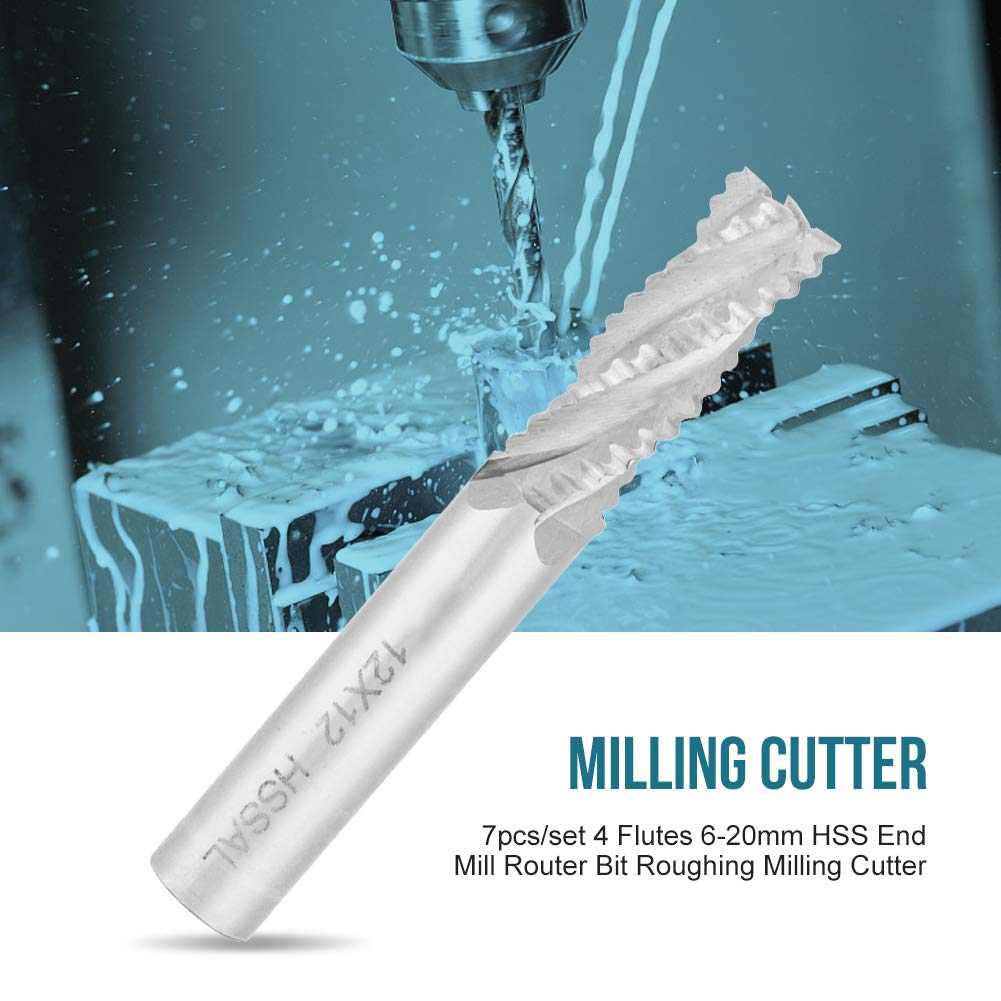 Schaftfräser, Fräserfräser, Schruppfräser, Schruppspanner, 4 Nuten 6-20 mm 7 Stück/Satz für die professionelle Feldfräsmaschinenfabrik der Industrie