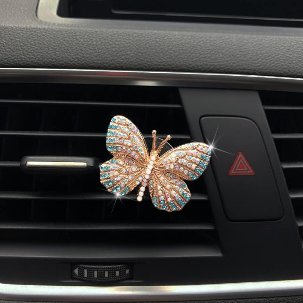 Clip de ventilation pour voiture aromathérapie, joli double papillon pour sortie d'air de voiture - Rose