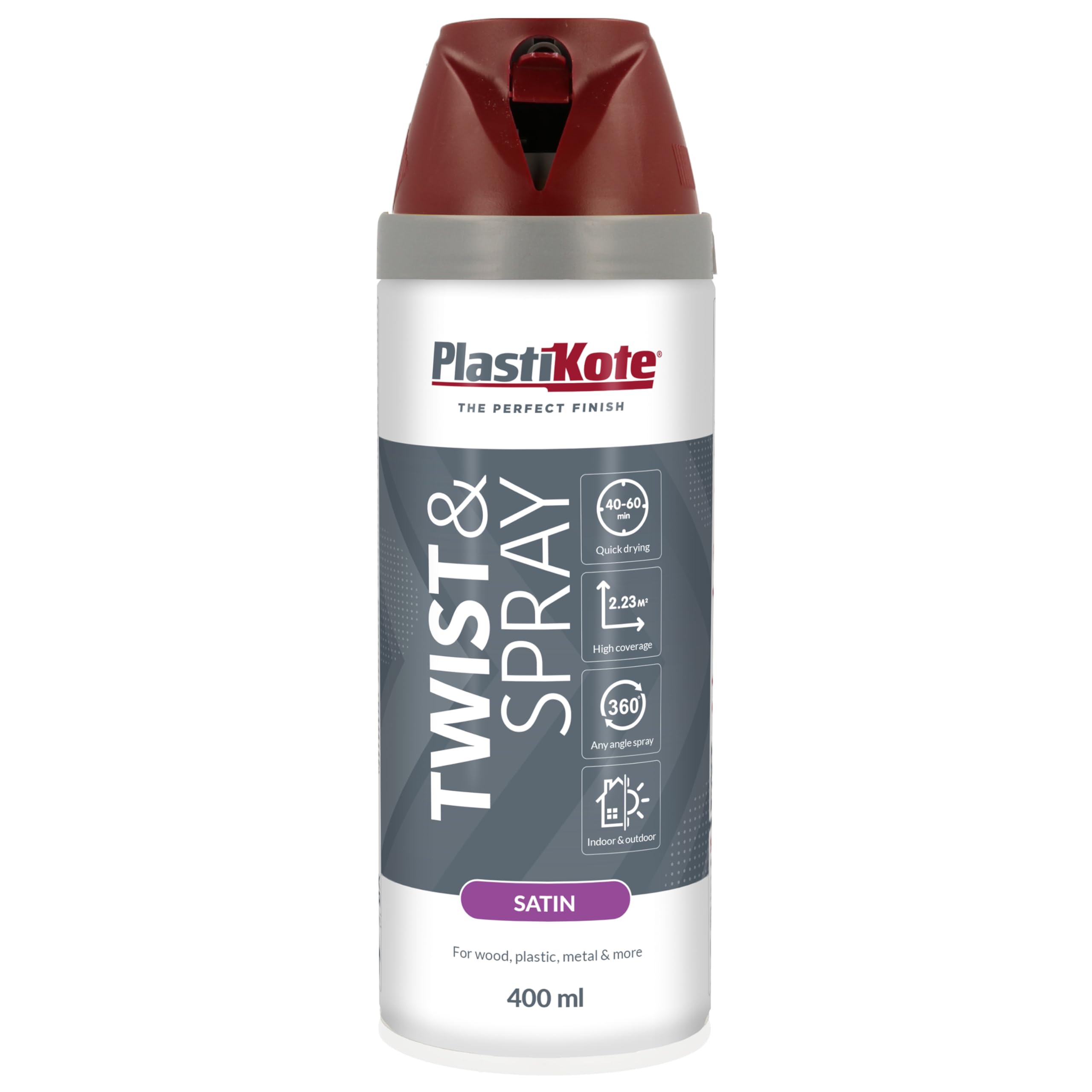 Plasti-Kote Pkt22105 Twist & Spray Satin Wine Red 400Ml 5055018109783