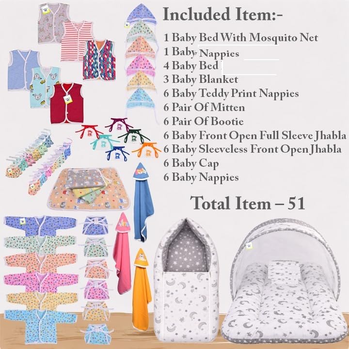 Image of Toddylon Clothing Gift Set -53 Combo | Premium Infant Baby Product | Infants Baby Essentials | Perfect for Newborns | Ideal for 0-6 Months (Multicolor)