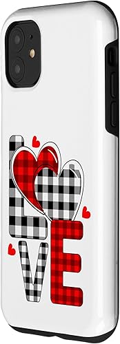 Miniatura 2 de Funda divertida para iPhone 11 con corazones a cuadros para el día de San Valentín
