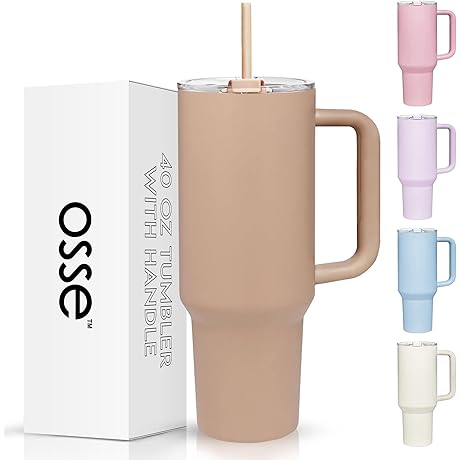 FECBK 40 oz Tumbler with Handle and Straw