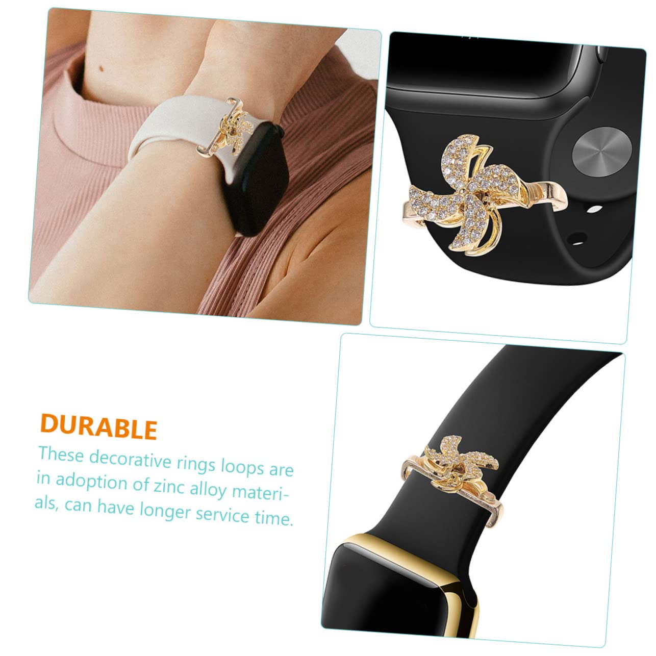 Housoutil 4 Set Di Cinturini Per Orologi Alla Moda Robusti Ornamenti Decorativi Per Cinturini Per Orologi in Silicone Da Donna 2 Pezzi*4