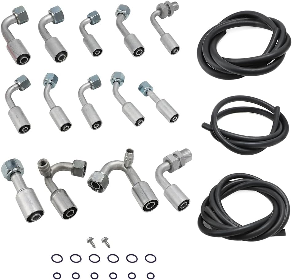 MOTOQUEEN AC Hose Kit R134a for GM Vehicles - Buick Chevrolet Cadillac GMC - Thick Rubber Hoses Fittings O-Rings