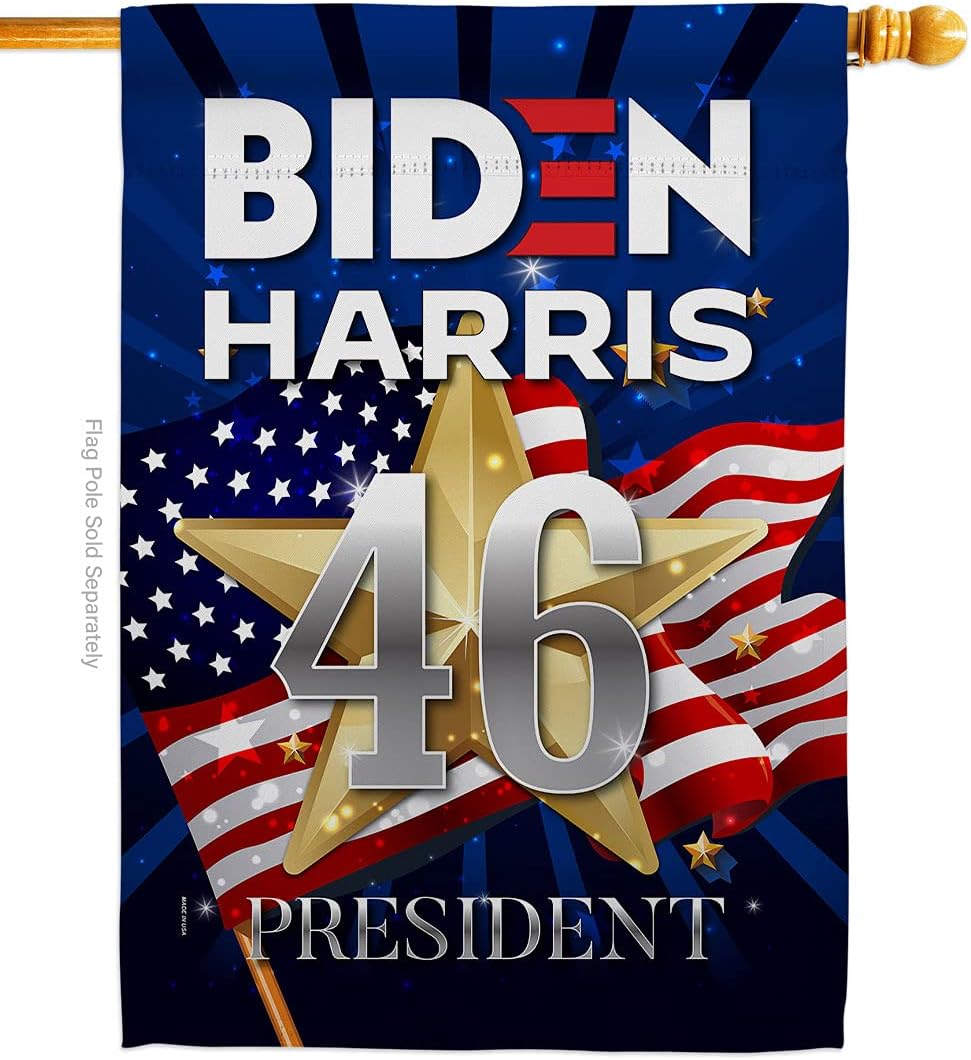 Vote Biden Harris 46 House Flag Patriotic President Democrat Republican Tea Party United State American Election Small Decorative Gift Yard Banner Double-Sided Made in USA 28 X 40