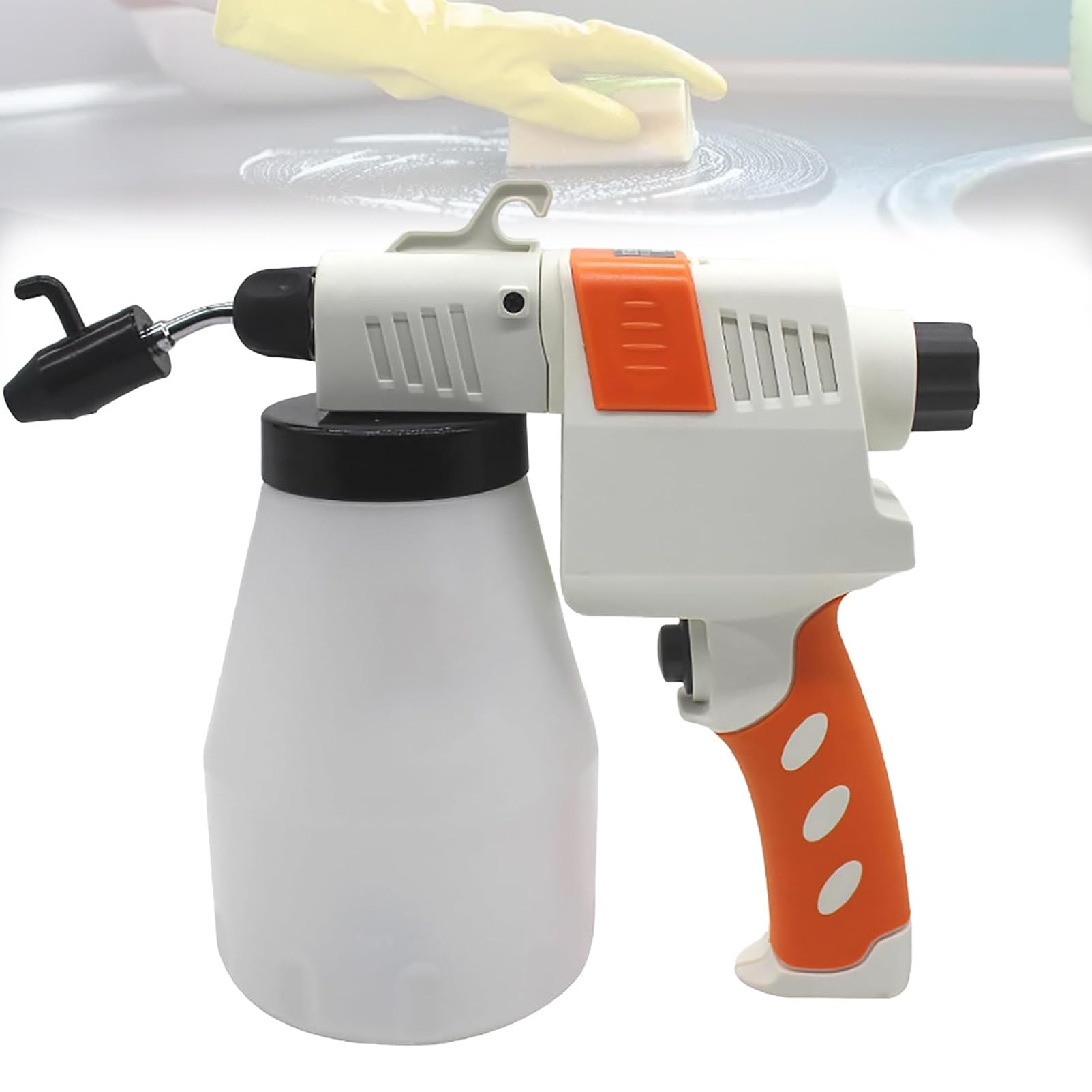 Pistola de limpieza de manchas textil, limpiador de manchas con tarro pulverizador de 1,2 L, presión ajustable, para tejer, tapicería, alfombras