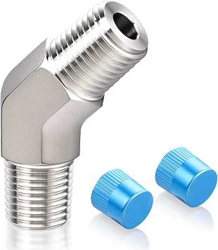 Stainless Steel 304 Forged Pipe Fitting 45 Degree Male Elbow 1/2" NPT Male x 1/2" NPT Male, 1pc