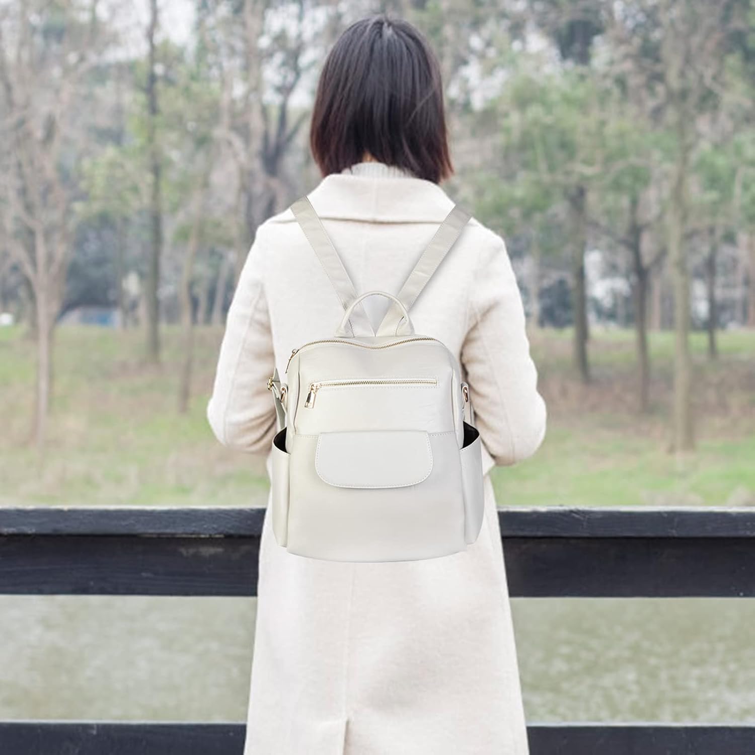 Vista 2 de Mochila de moda para mujer, impermeable, bolsa de viaje, bolsa de hombro convertible para mujer