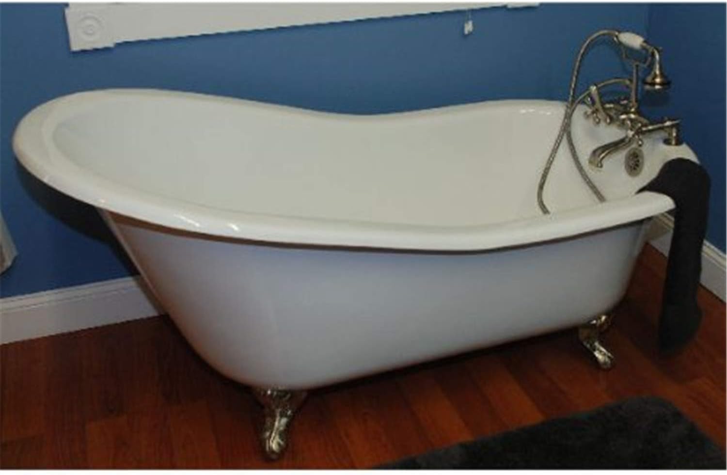 Cast Iron Slipper Clawfoot Tub 67" X 30" with No Faucet Drillings and Brushed Nickel Feet