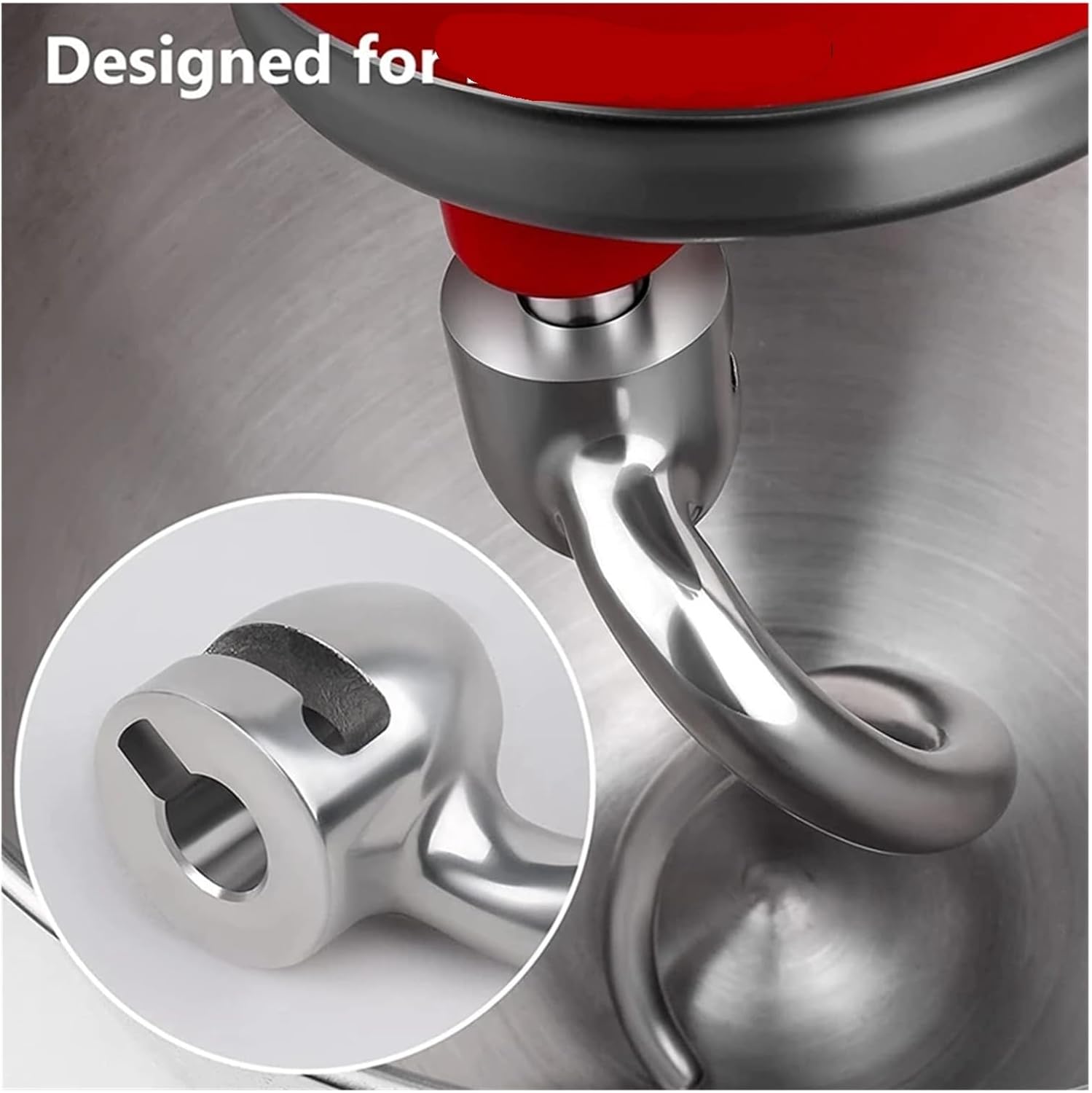 Compatible for KitchenAid 5QT & 6QT Stand Mixer, Dishwasher Safe Dough Hook Kneading Attachment
