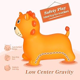 INPANY Bouncy Horse, Lion Hopper Toys, Toddlers Bouncing Animal, Kids Ride on Rubber Bouncer, Inflatable Jumping Horse, Outdoor Indoor Birthday Gifts for 2 3 4 Year Old Girls Boys
