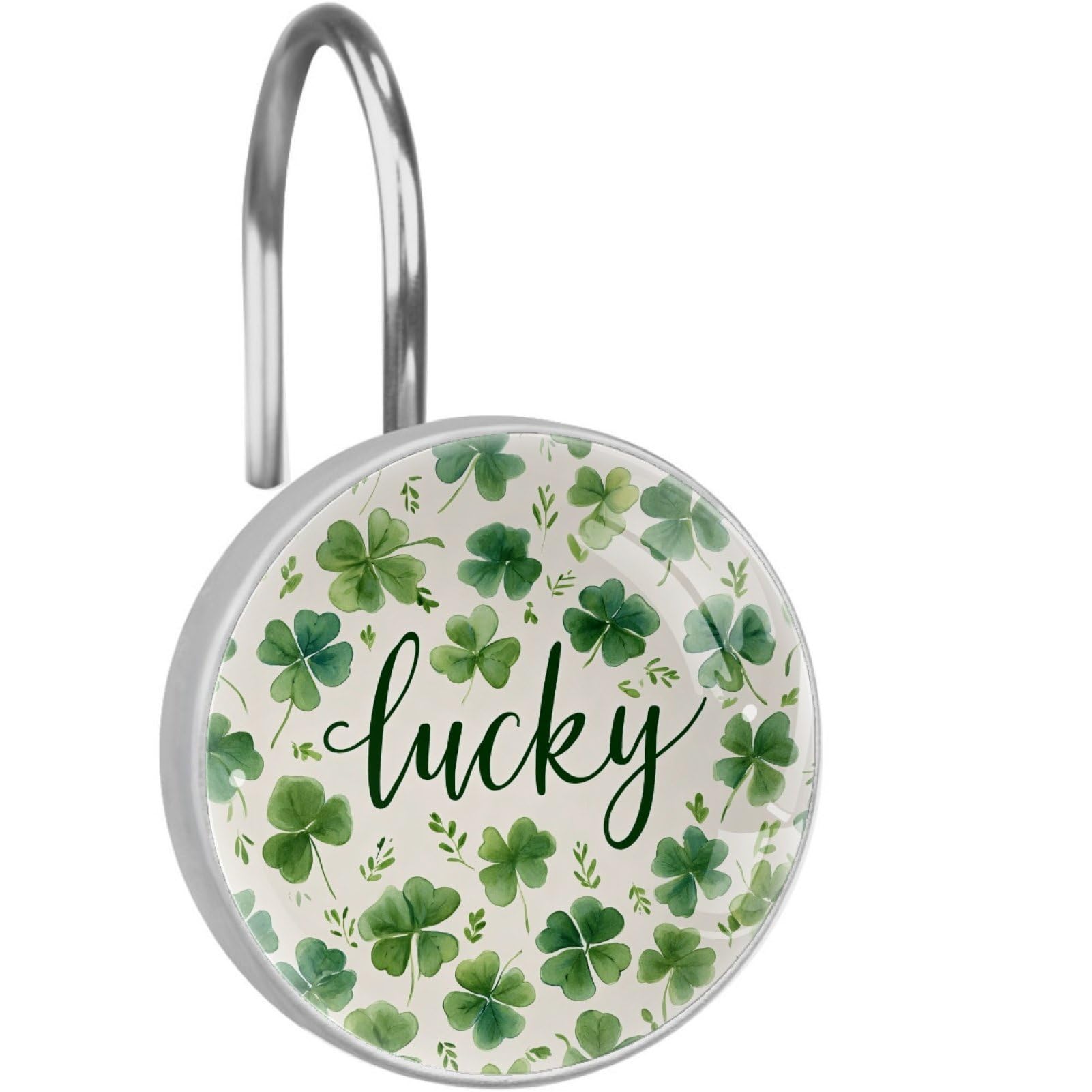 VAPOKF Decorative Shower Curtain Hook: Shamrock Lucky Rustproof Stainless Steel Shower Curtain Ring for Bathroom - Shower Curtain Hook & Hangers - Set of 12