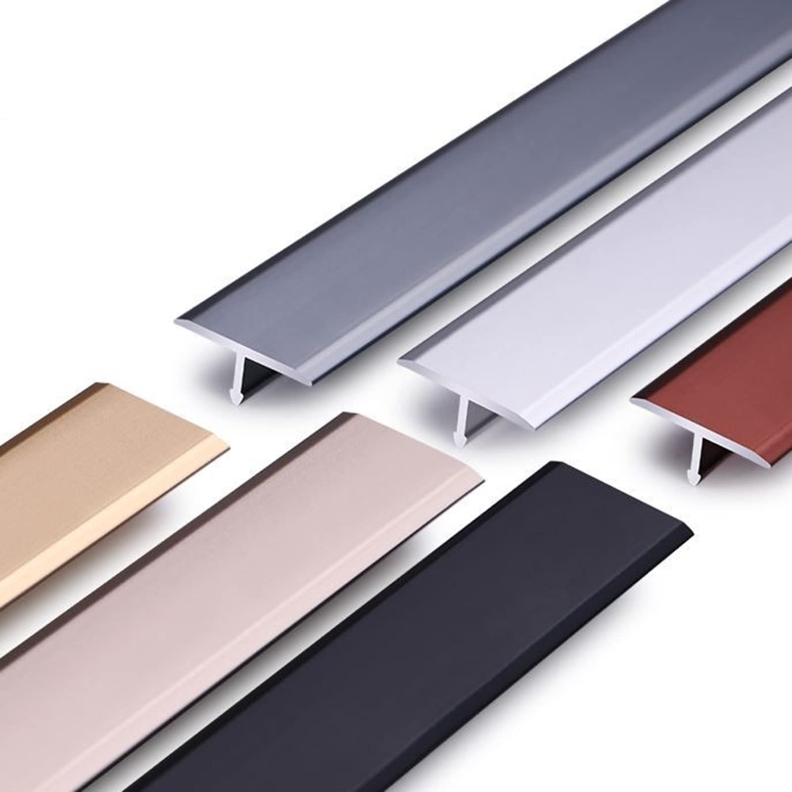 Tiras de transición de umbral de Piso Moldura en T, Tira de transición de Piso de aleación de Aluminio para Pisos Irregulares de Interior, Entradas, Pisos de Madera Dura (Color: Dorado, Tamaño: