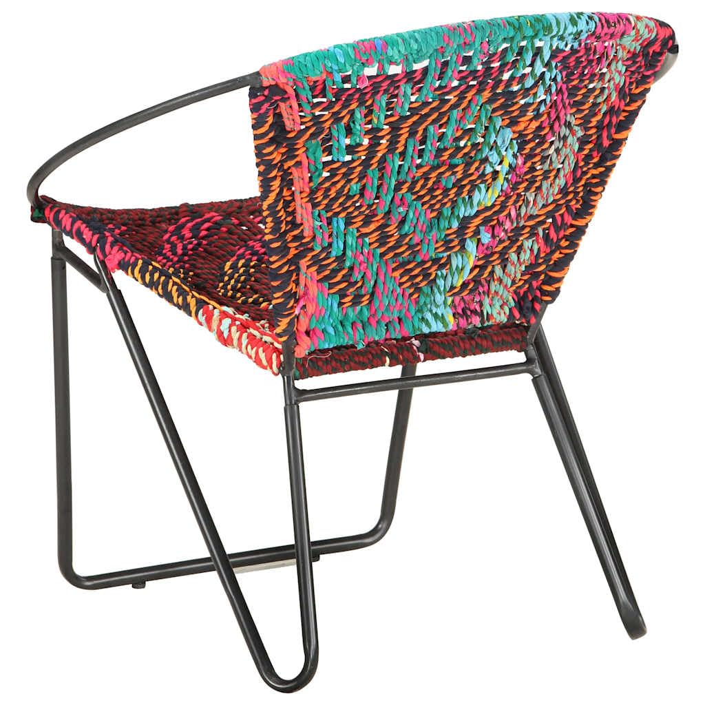 Krzesło wielokolorowe z materiału chindi o ergonomicznym wzornictwie, malowana proszkowo rama stalowa, 69 x 69 x 69 cm, szerokość siedziska 52 cm, tapicerowany fotel do salonu i sypialni