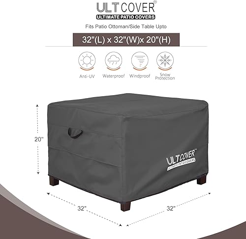 Vista 21 de ULTCOVER Cubierta otomana impermeable para patio, rectangular, para exteriores, tamaño 40 x 20 x 18 pulgadas Marrón
