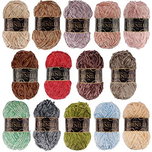 JubileeYarn Chenille Yarn - Worsted Weight - 100g/Skein - Variety Pack - 4 Skeins