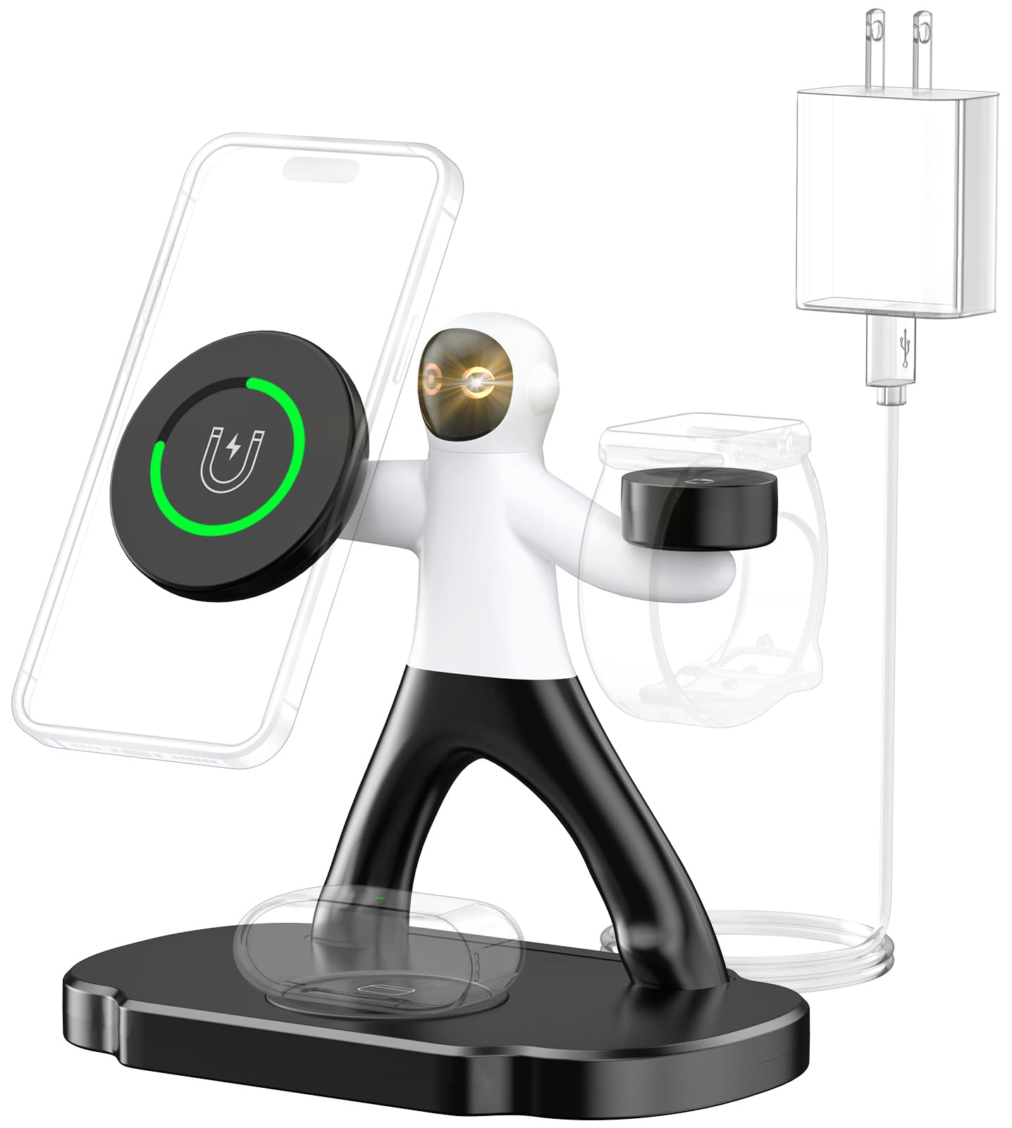 OBRFFE Wireless Charging Station 3 in 1, 18W Fast Magnetic Wireless Charger for Apple Devices, Compatible with iPhone 14/13/12 Pro Max, AirPods 3 2 Pro, iWatch Series for Bedside/Office/Desk