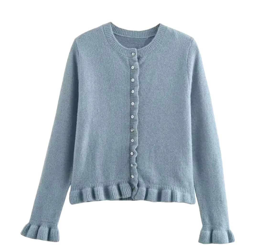 Women Ruched Cardigan Outerwears Solid Knitted Cardigans Long Sleeve Sweater Casual Knitwear Tops