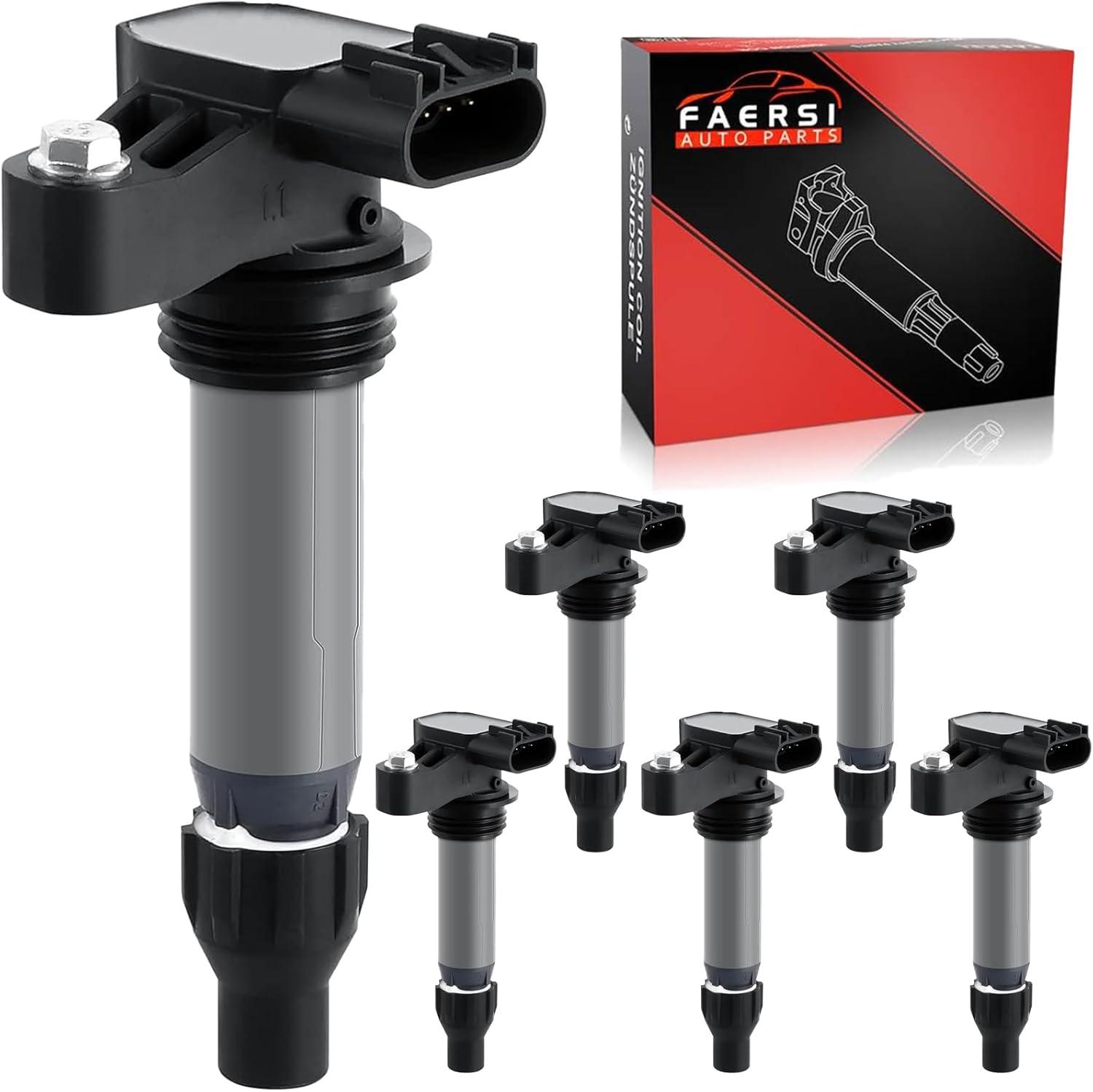 Ignition Coil Pack Set of 6 Replacement for Buick Enclave Cadillac CTS GMC Acadia Chevy Camaro Malibu Impala Traverse Pontiac Saab Saturn Outlook Suzuki, Replaces# GN10494 D515C UF569 C1555