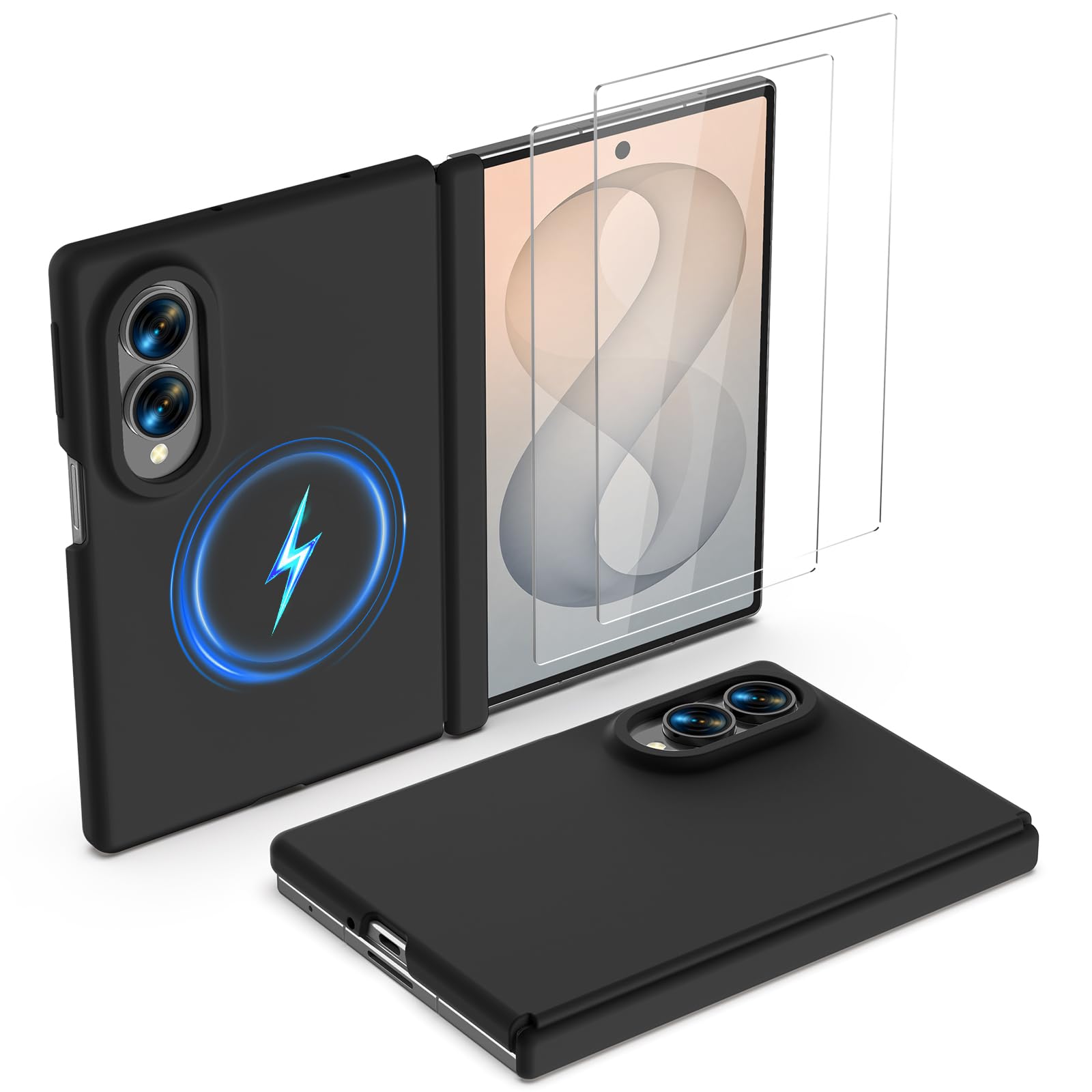 GOODVISH Custodia per Samsung Z Fold8 con 2 pellicole protettive, colore | Custodia magnetica 3 in 1 per Galaxy Z Fold8 Wide, custodia protettiva per fotocamera, fodera in morbida microfibra, antiurto