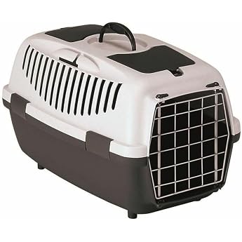 Stefanplast Transportbox Gulliver Tierbox Transportkiste hellgrau dunkelgrau 61x40x38cm Kunststoff Katzen Hunde mit Bel ftungsschlitze