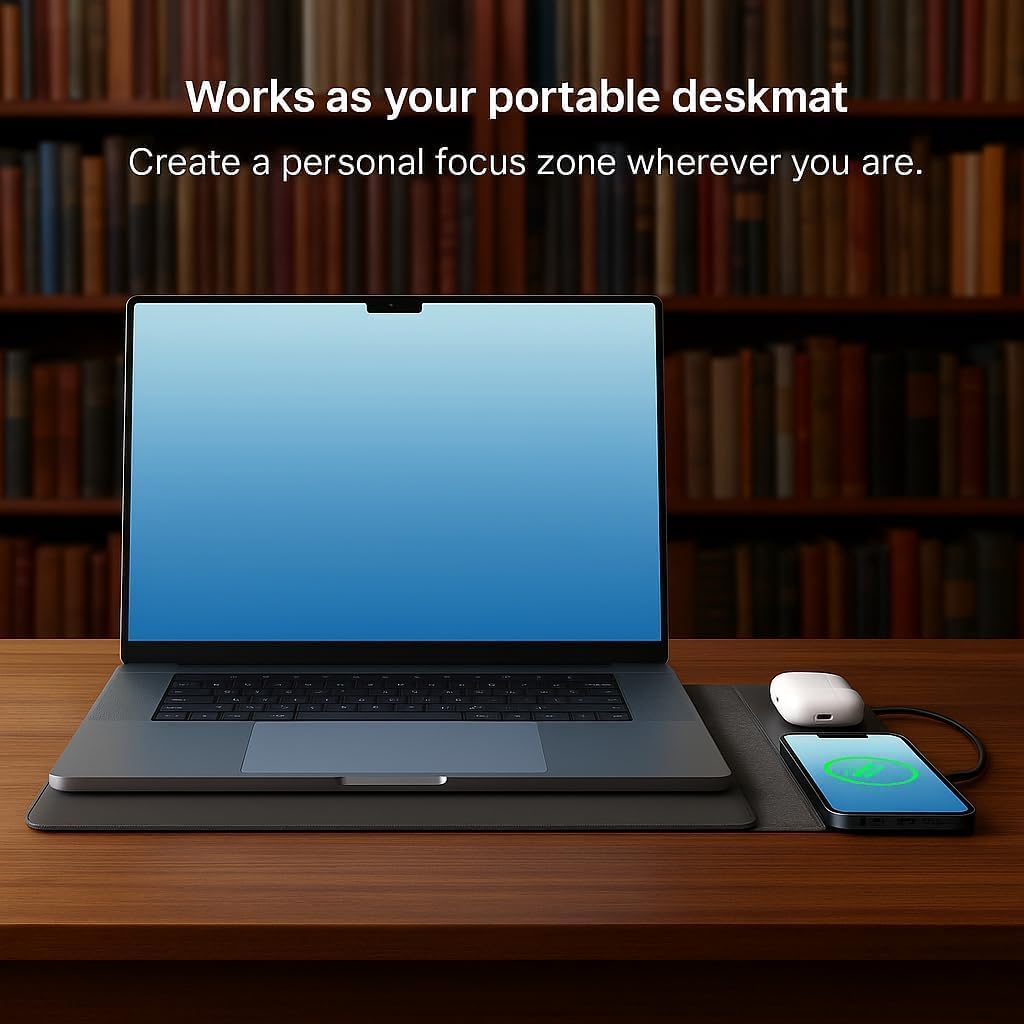 4-in-1 Laptop Sleeve/Case with Mag Safe Charging, PU Leather (15-16inch) Tech Folio | Black | Soft Shell (Foldable)