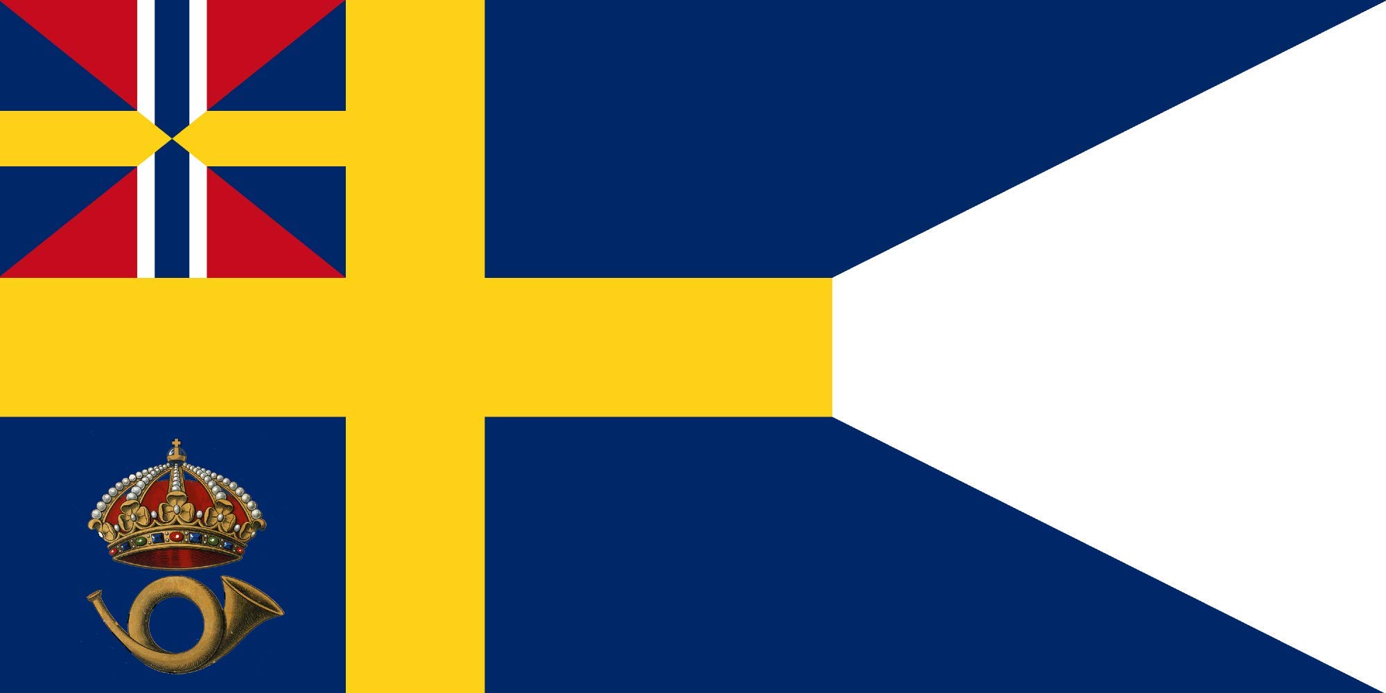 Drapeau navires Swedish Royal Mail 1897-1905 grand pavillon paysage historique de Suède