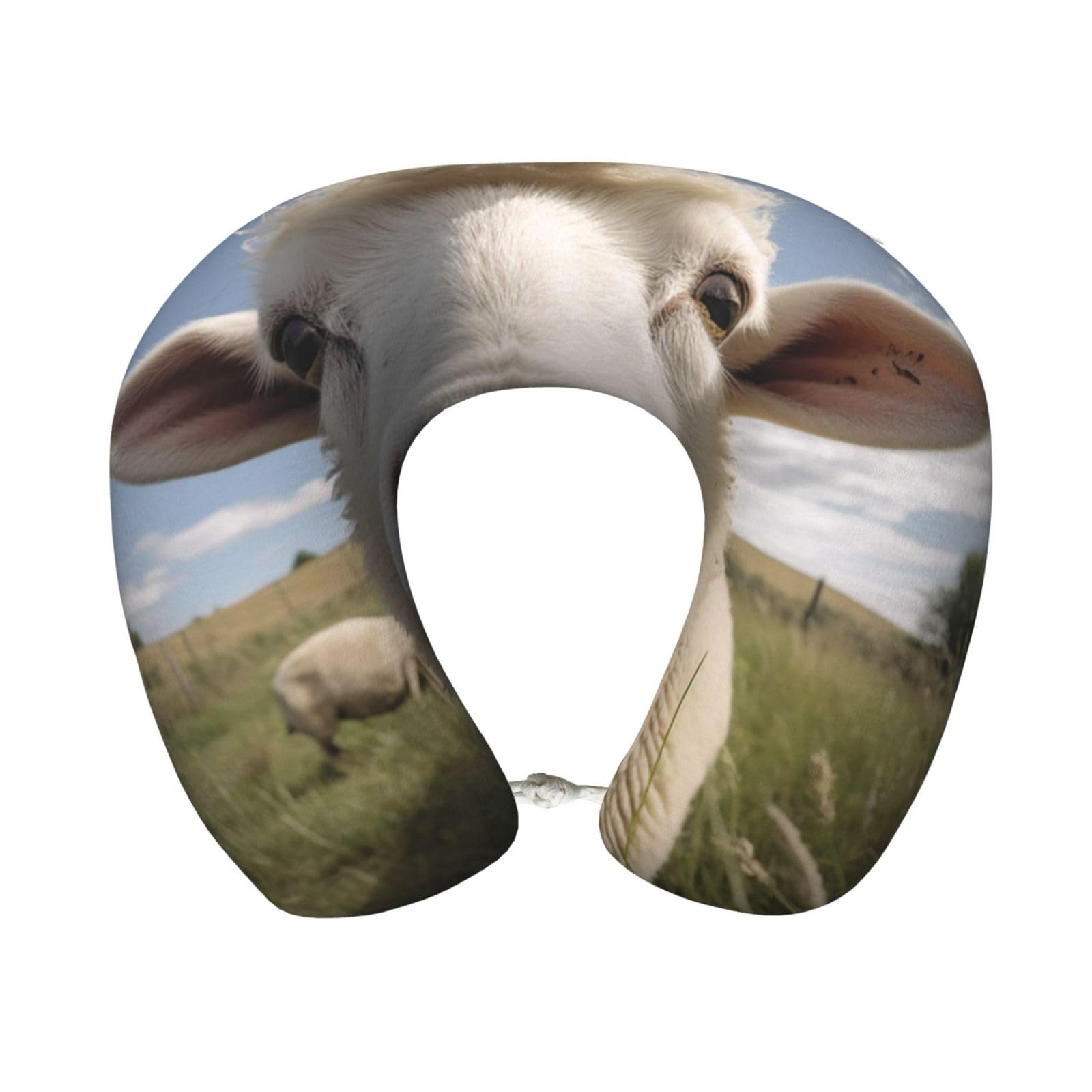 Neck Pillow Memory Foam Contour Pillow Sheep Taking Pictures Travel Pillow for Sleeping Comfortable U Shape Pillows for Traveling Car Headrest Home Office Fits Most Neck Sizes