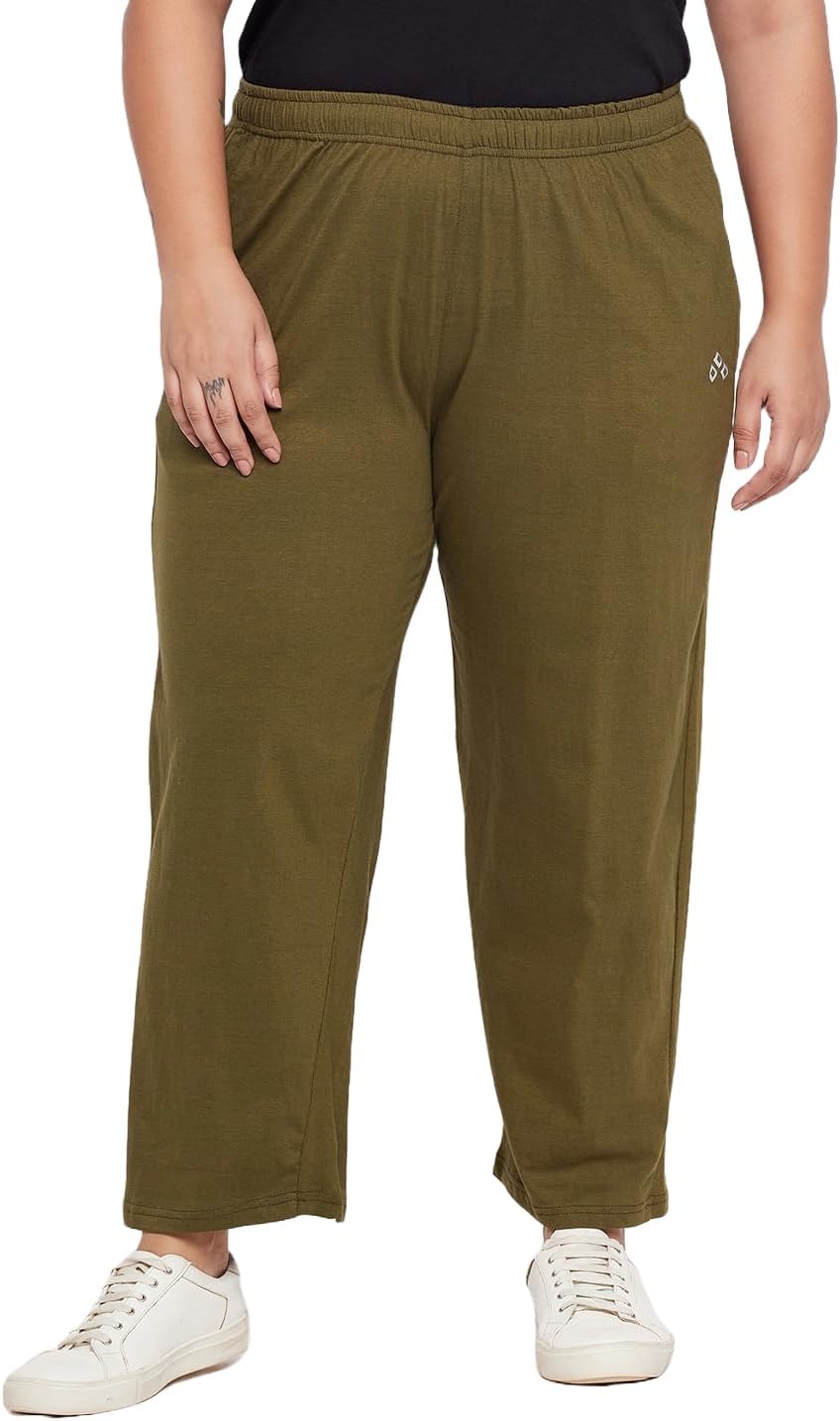 Women Regular Fit Plus Size Cotton Pyjamas & Track Pants | Comfortable Straight Leg Lounge Trousers | Soft Stretch Waist Lower, Sleepwear & Casual Use | Sizes 4XL–5XL