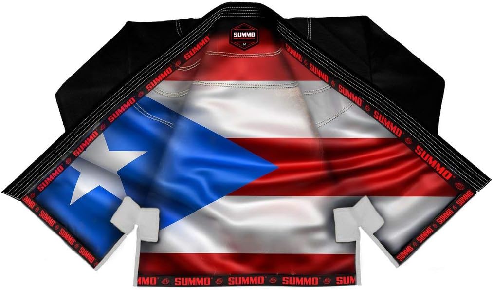 Premium Puerto Rican Black Sublimation Brazilian Pearl Weave Jiu Jitsu Gi - Built in Rash Guard - with Lining (BJJ GI)