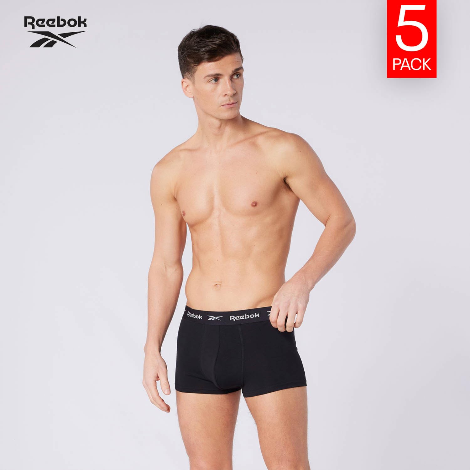 Reebok Bokserki chłopięce dla mężczyzn, 5 sztuk, męskie bokserki sportowe, oddychająca i rozciągliwa bawełniana bielizna dla mężczyzn, wielopak